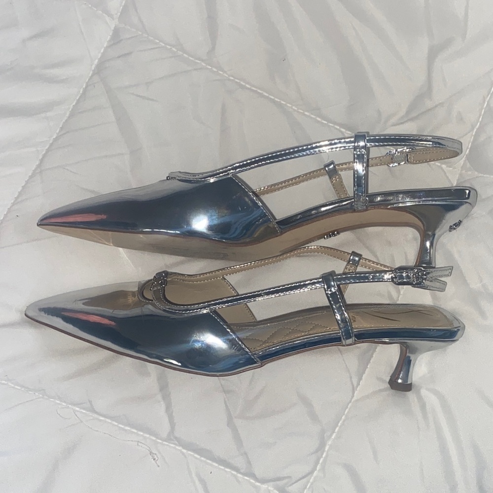 Sam Edelman Silver Pointed Slingback Flats
